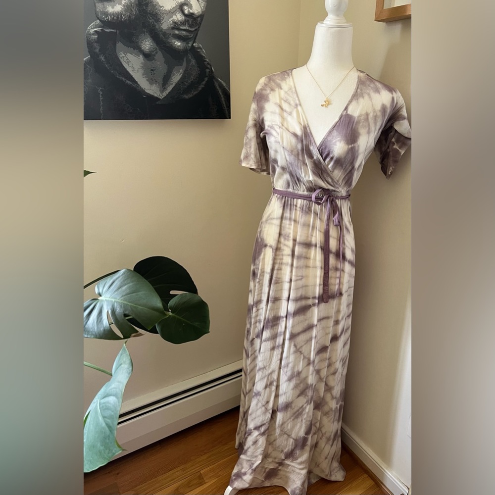 NWT Aakaa purple tie dye dress, size S